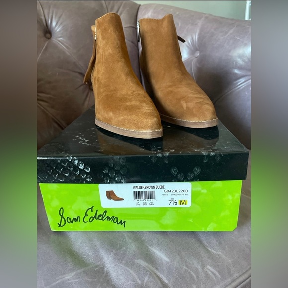 Sam Edelman Brown Suede Ankle Boot Size 7.5 (New) - Picture 2 of 4